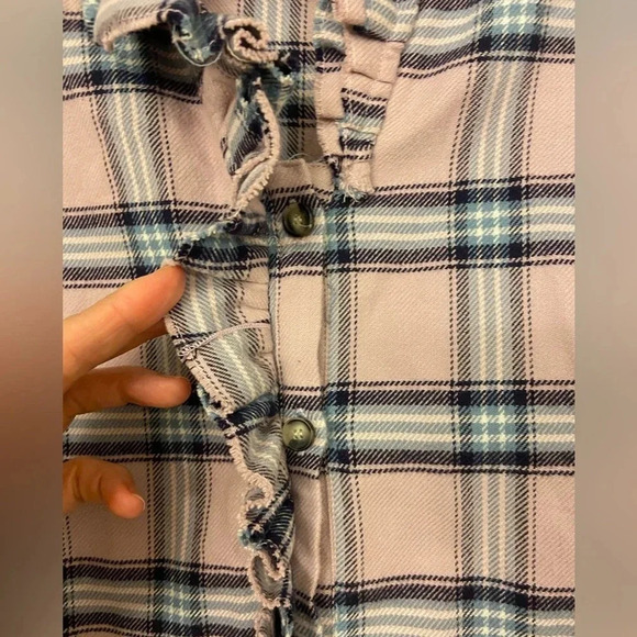Isabel Marant Etoile Awendy Plaid Ruffle Button Down Flannel Long Sleeve Size 2 - Picture 5 of 8